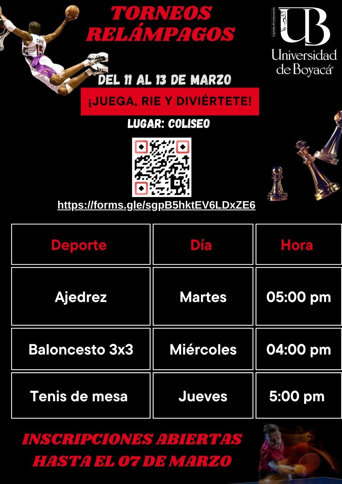 Torneos relámpago se viven en la sede Tunja.