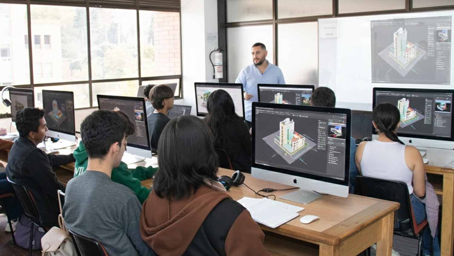 Salas computadores programas especializados en dibujo arquitectónico y renderización