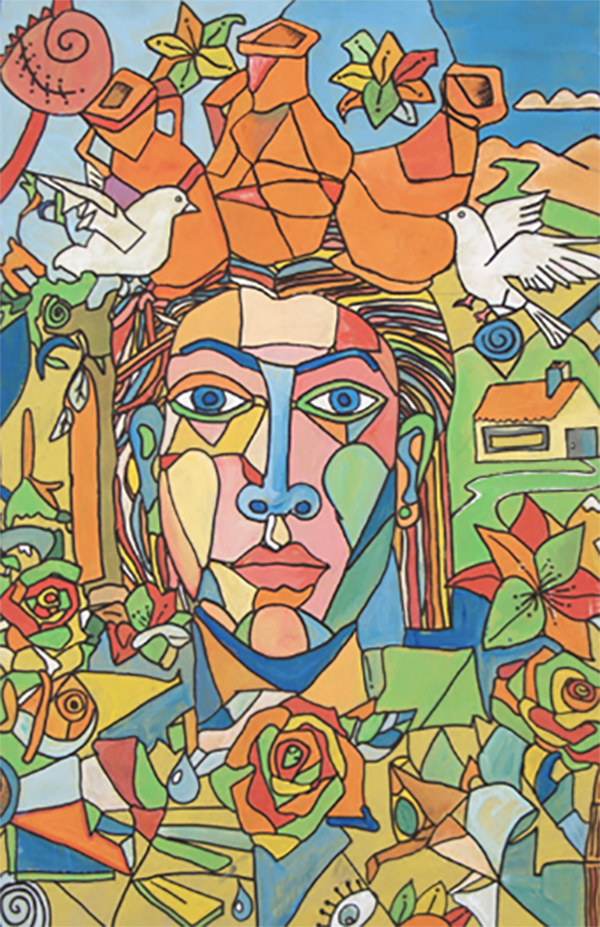 Segundo lugar: Kreidy Yuliana Mancipe  Estudiante de la Institución Educativa Nuestra Señora de la Candelaria  Ráquira, Boyacá  Obra “Admirable labor de nuestra mujer en el campo”