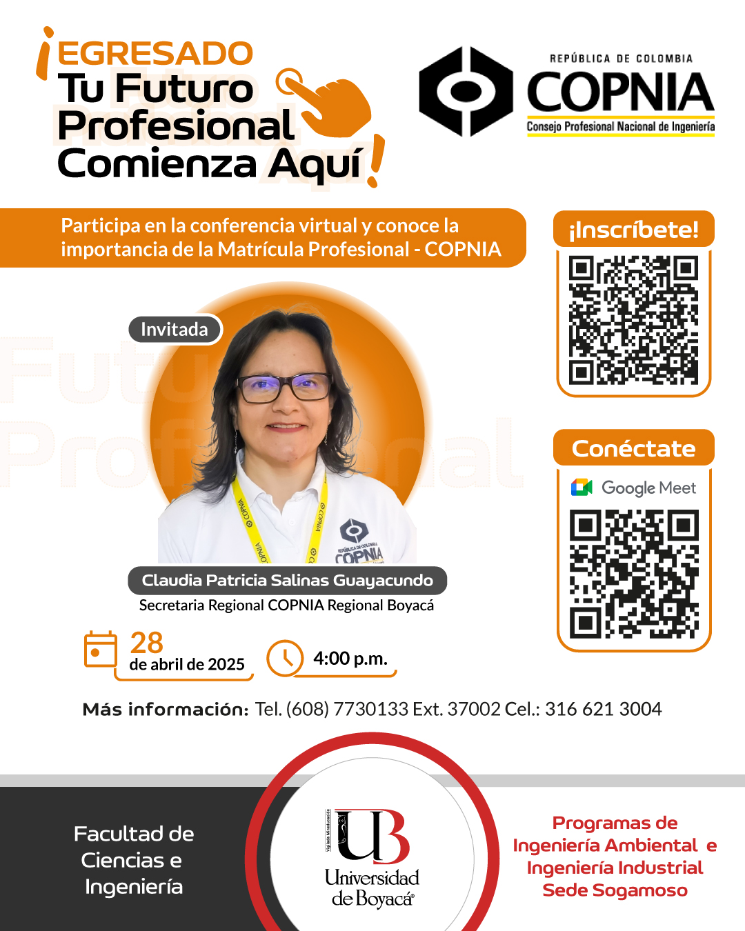 Egresado: Participa en la conferencia virtual y conoce la importancia de la Matrícula Profesional - COPNIA